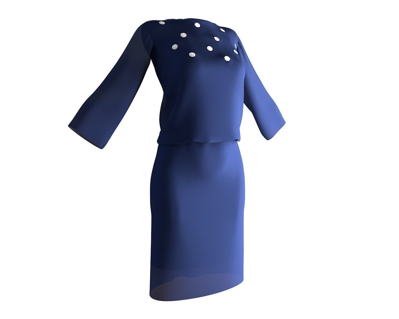 Stylish Designer Women Blouson dress 3D model  3D model_4