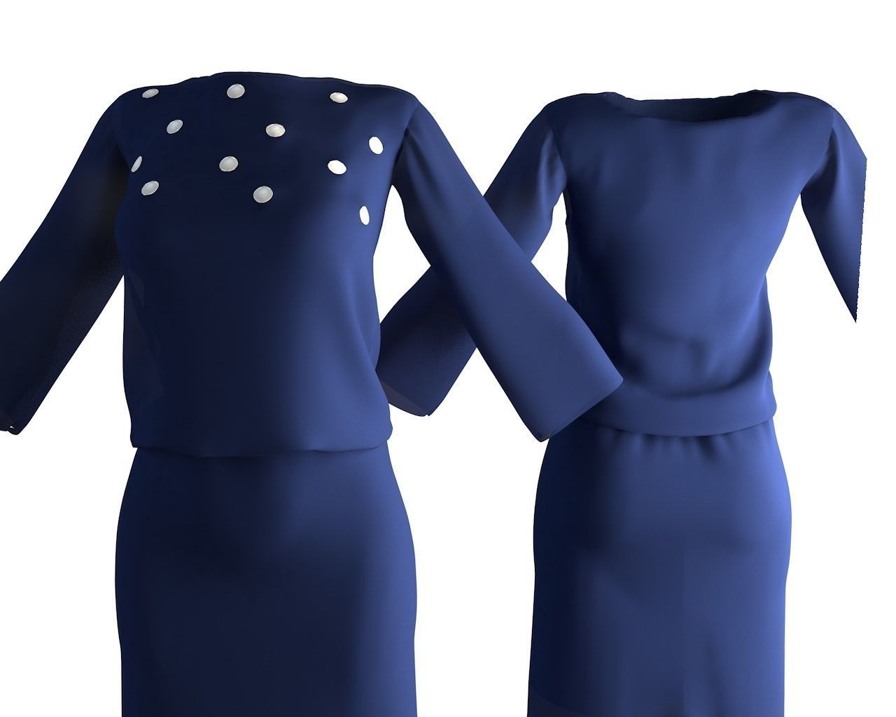 Stylish Designer Women Blouson dress 3D model  3D model_1