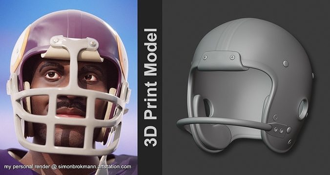 1960s Football Plastic Suspension Helmet  3D print model