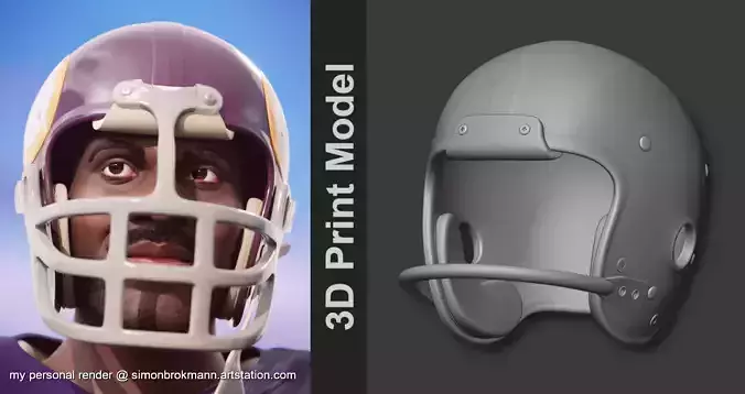 1960s Football Plastic Suspension Helmet  3D print model