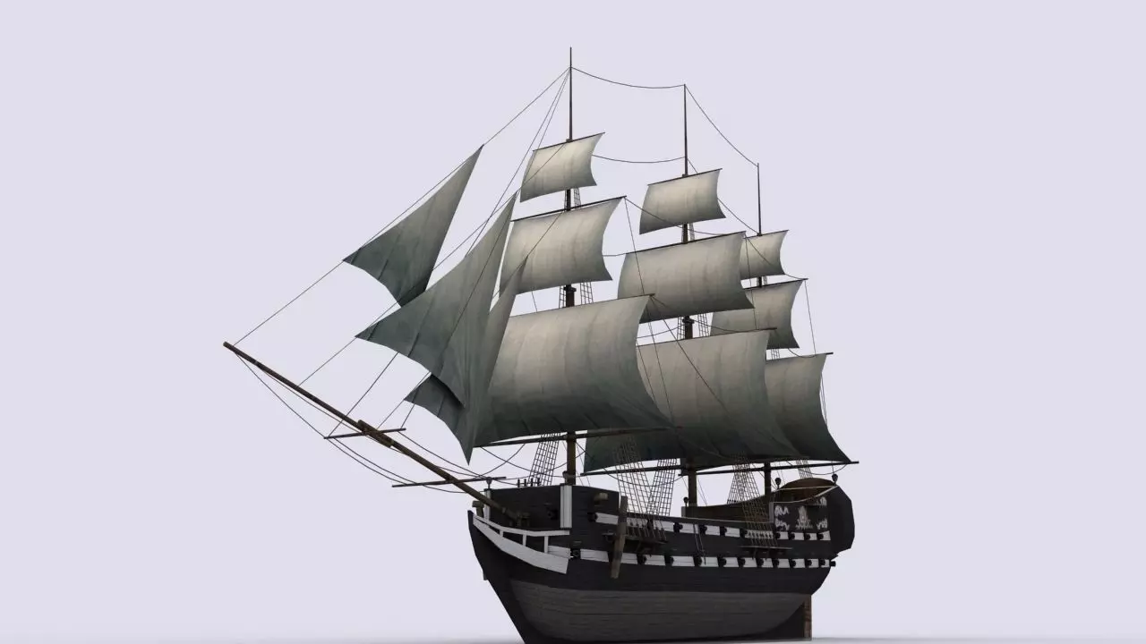 Fregat sailing ship Low-poly 3D model_0