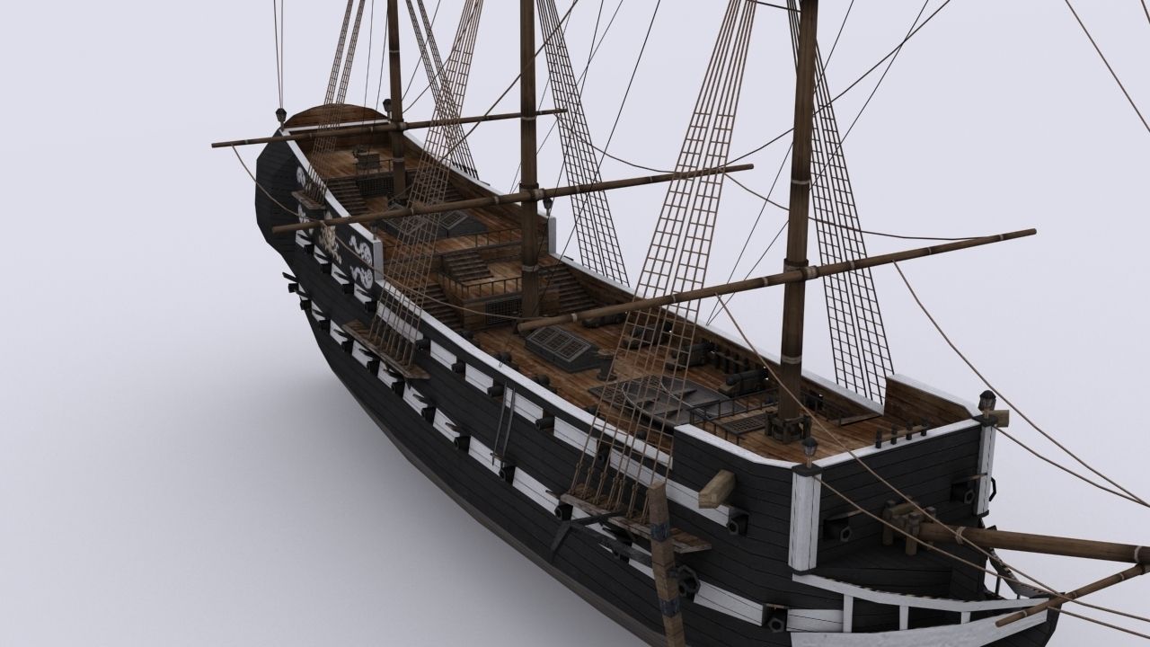Fregat sailing ship Low-poly 3D model_6