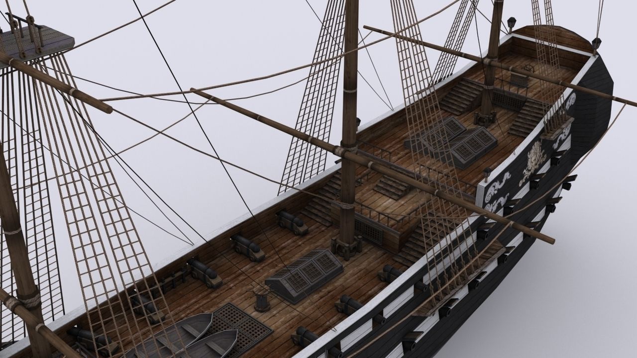 Fregat sailing ship Low-poly 3D model_9
