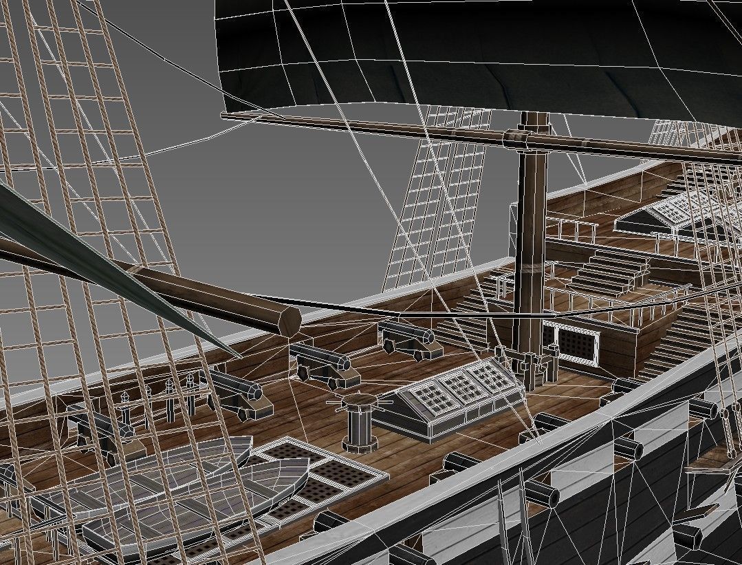 Fregat sailing ship Low-poly 3D model_8