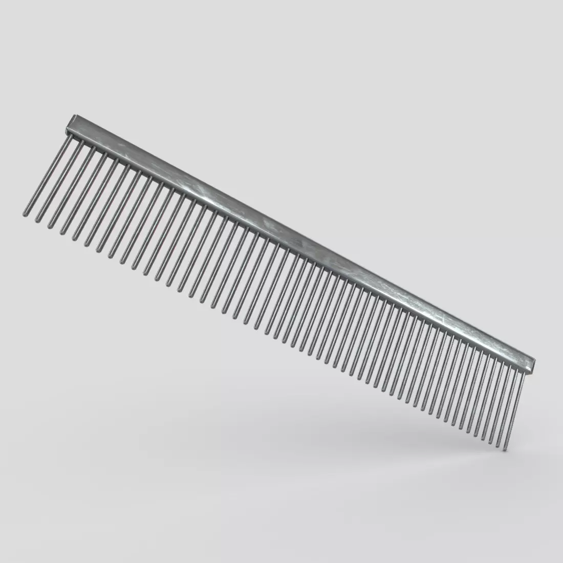 Steel Hair Comb Low-poly 3D model_0