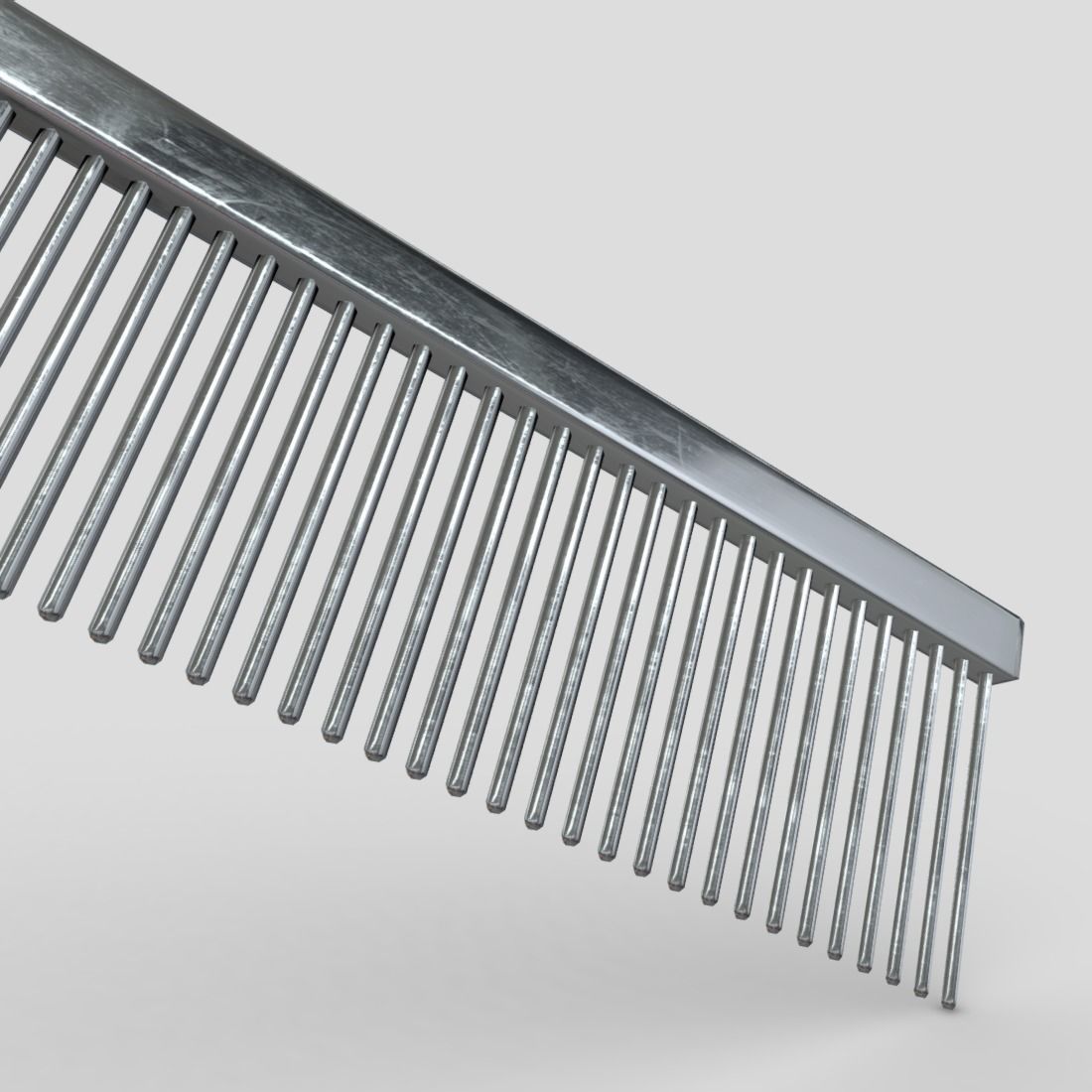 Steel Hair Comb Low-poly 3D model_13