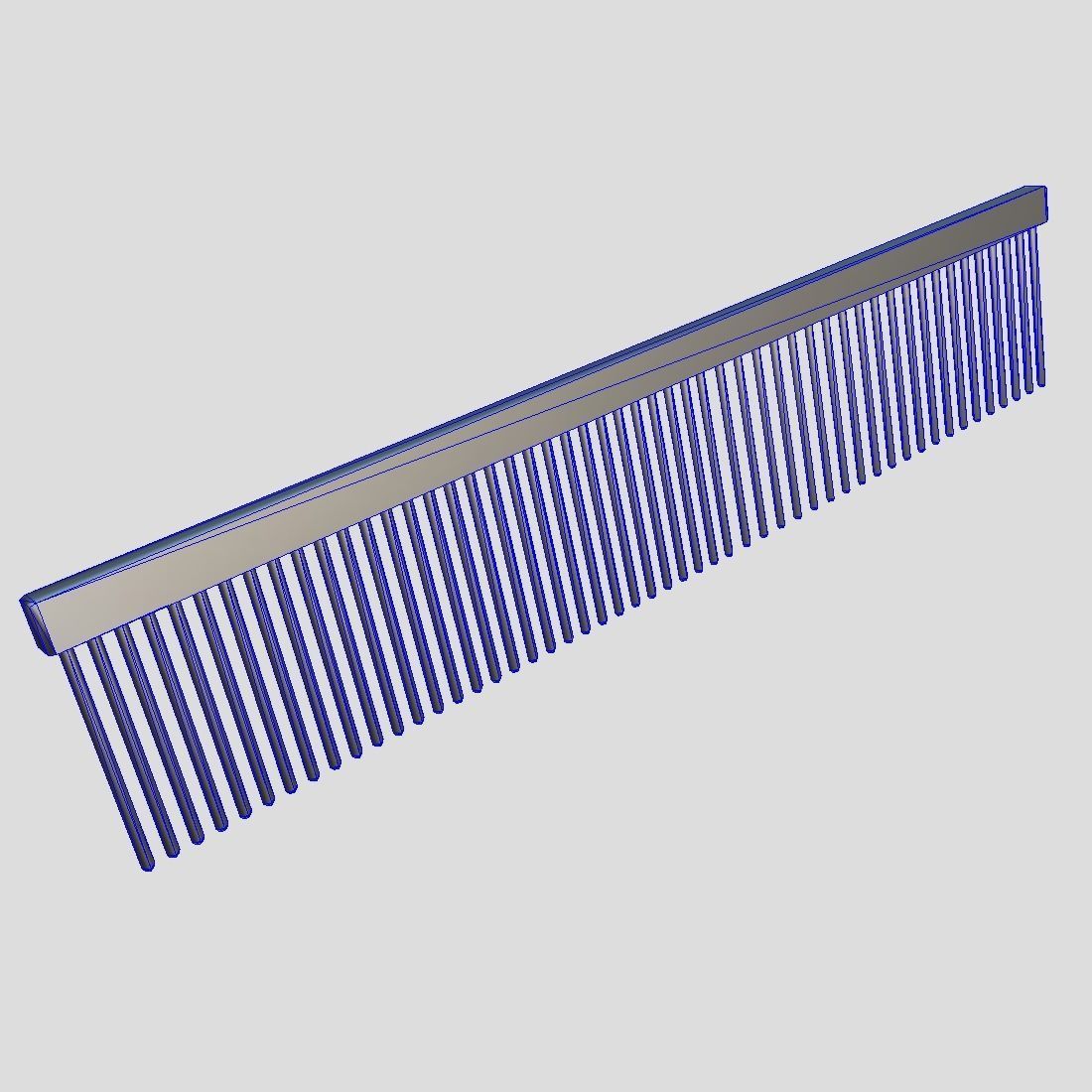 Steel Hair Comb Low-poly 3D model_8