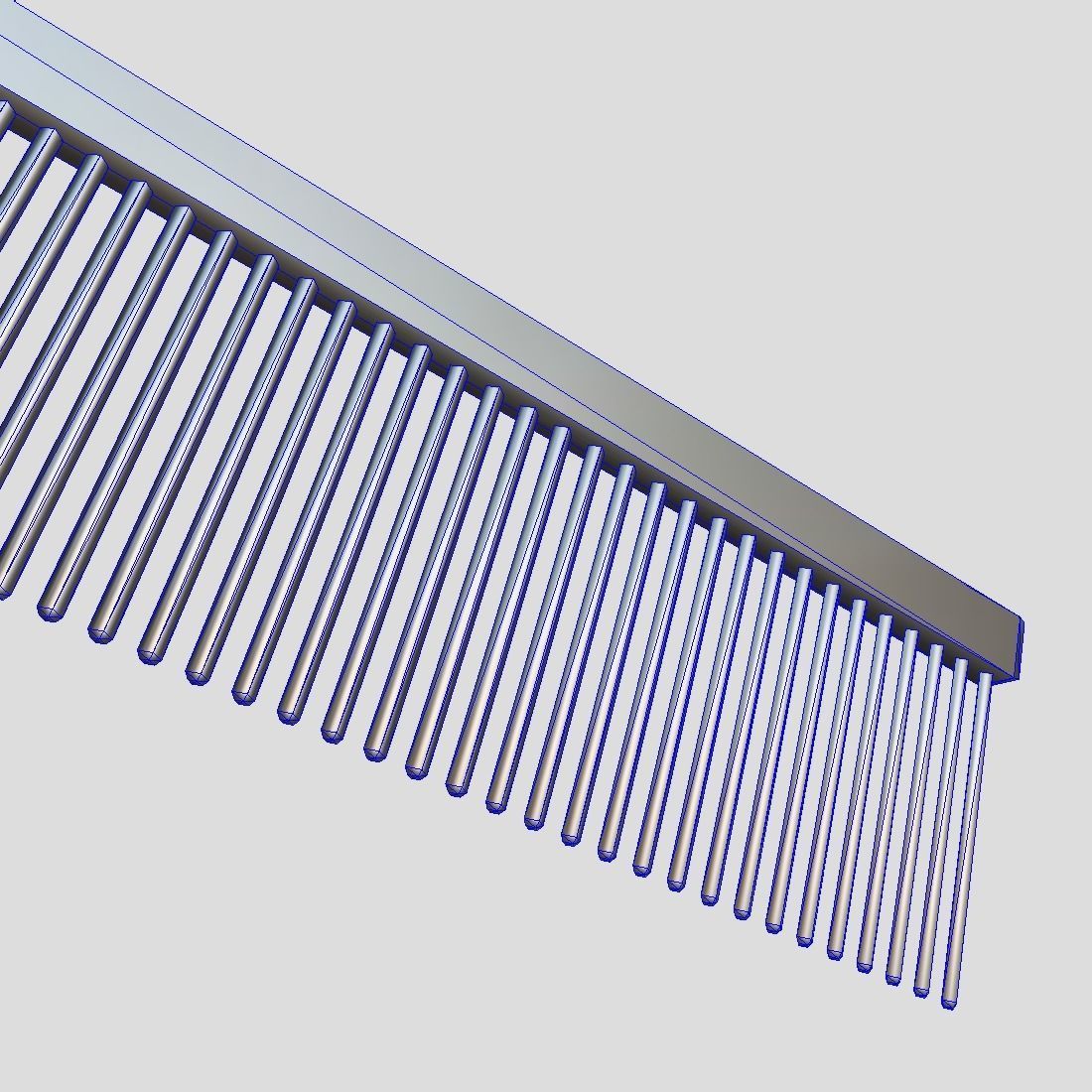 Steel Hair Comb Low-poly 3D model_14