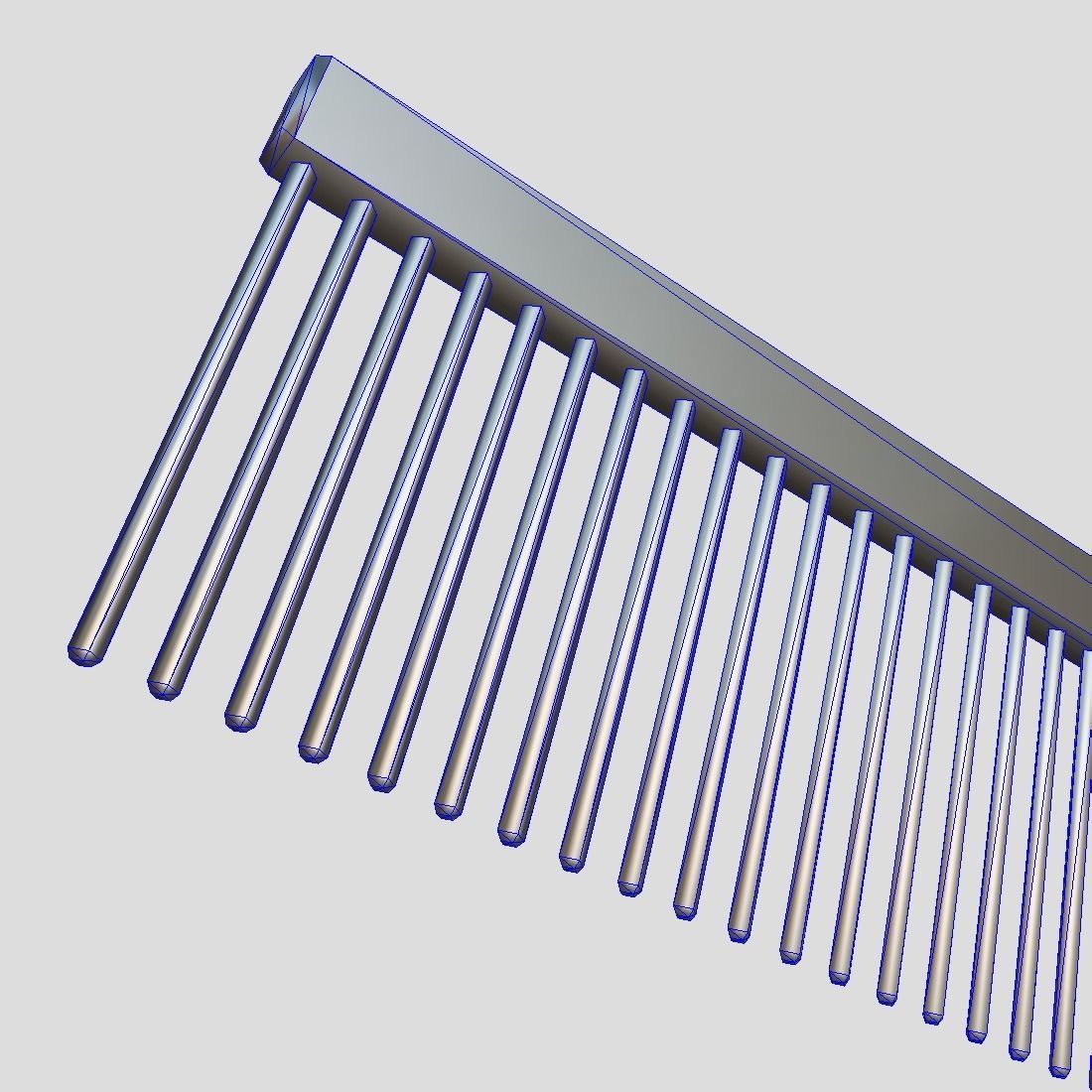 Steel Hair Comb Low-poly 3D model_12