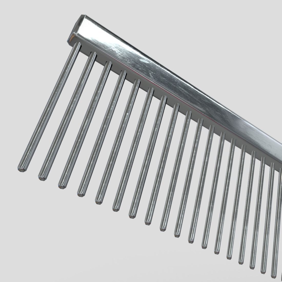 Steel Hair Comb Low-poly 3D model_11