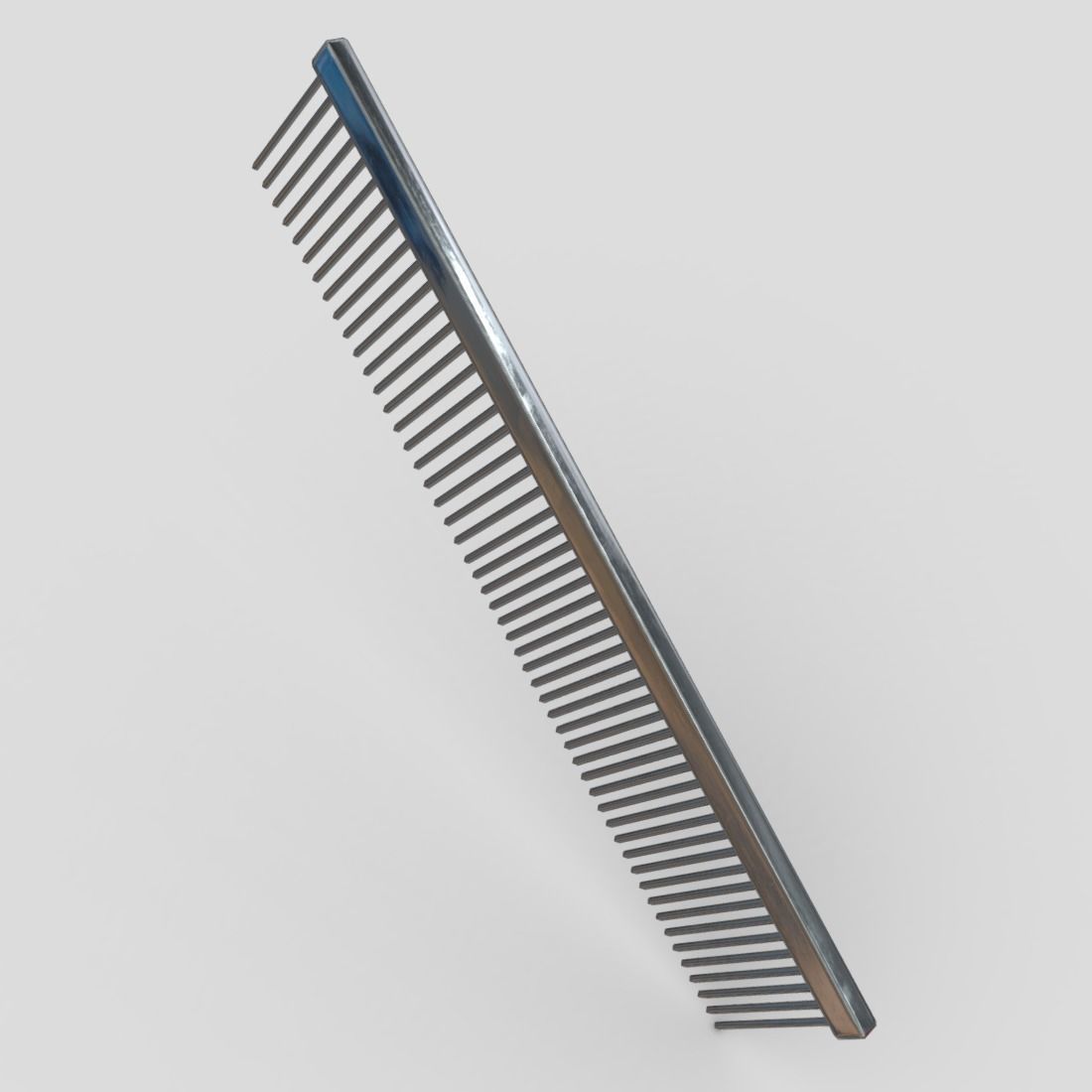 Steel Hair Comb Low-poly 3D model_3
