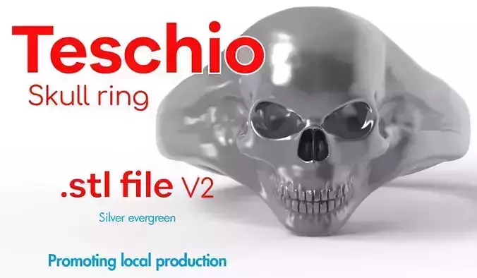Skull ring - Anello teschio - local production 3D print model