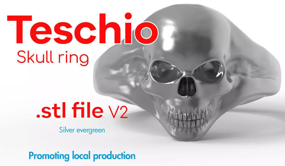 Skull ring - Anello teschio - local production 3D print model