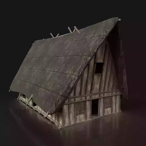Next Gen AAA THATCHED DARK MEDIEVAL WOODEN HOUSE COTTAGE HUT Low-poly 3D model