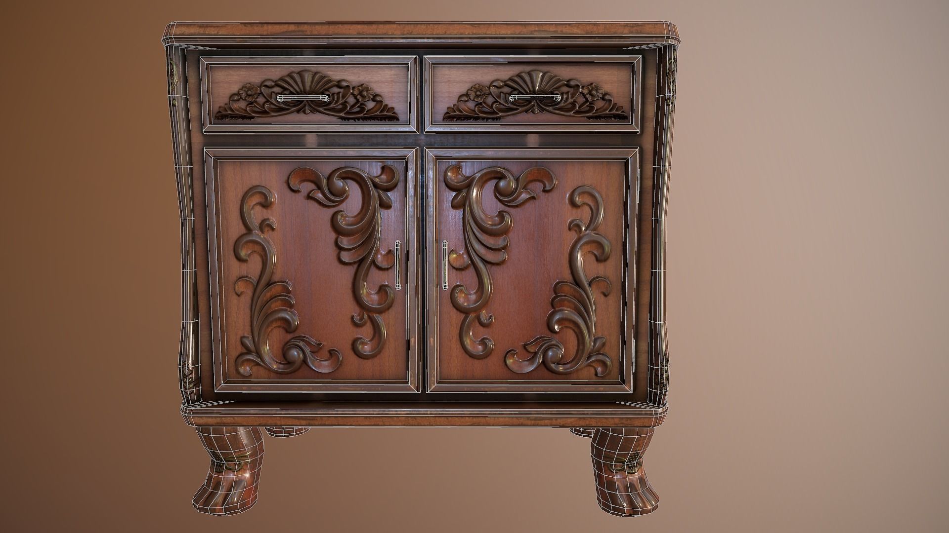 Luxurious Little Classical Cabinet Low-poly 3D model_5