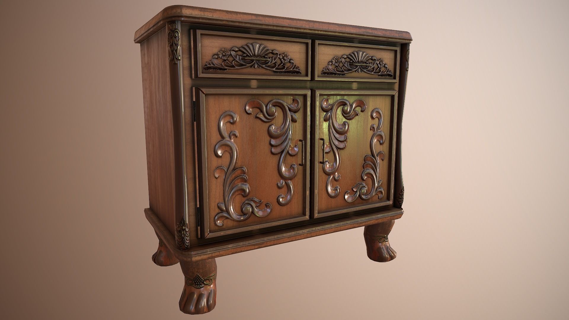 Luxurious Little Classical Cabinet Low-poly 3D model_2