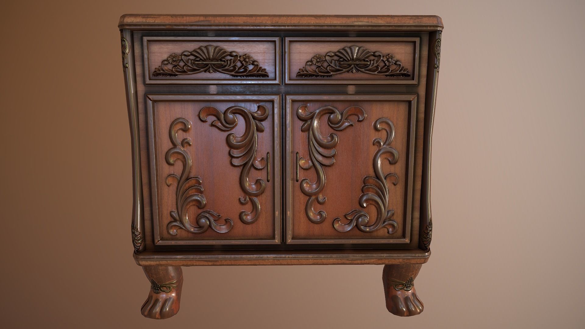Luxurious Little Classical Cabinet Low-poly 3D model_1