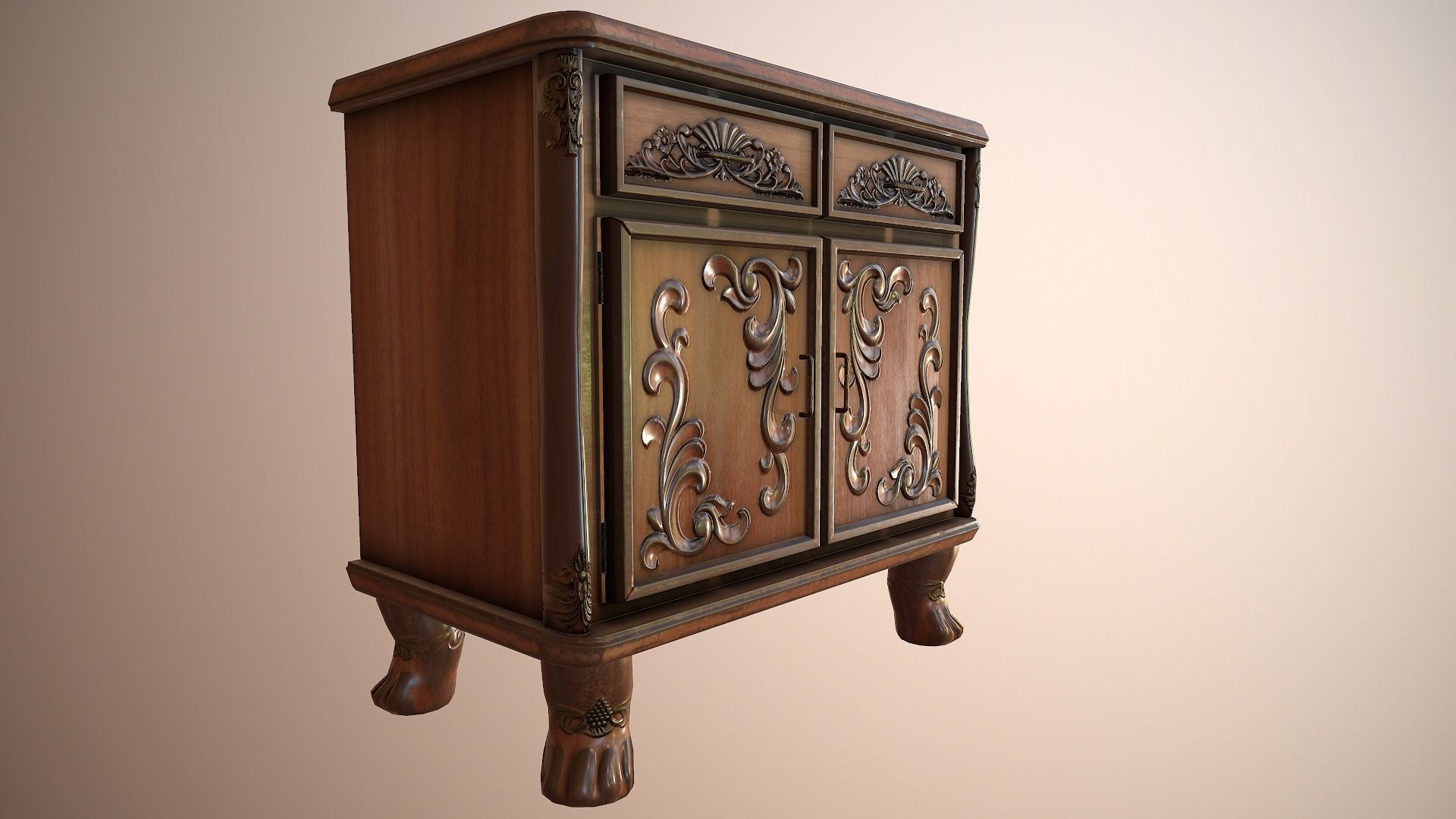 Luxurious Little Classical Cabinet Low-poly 3D model_3
