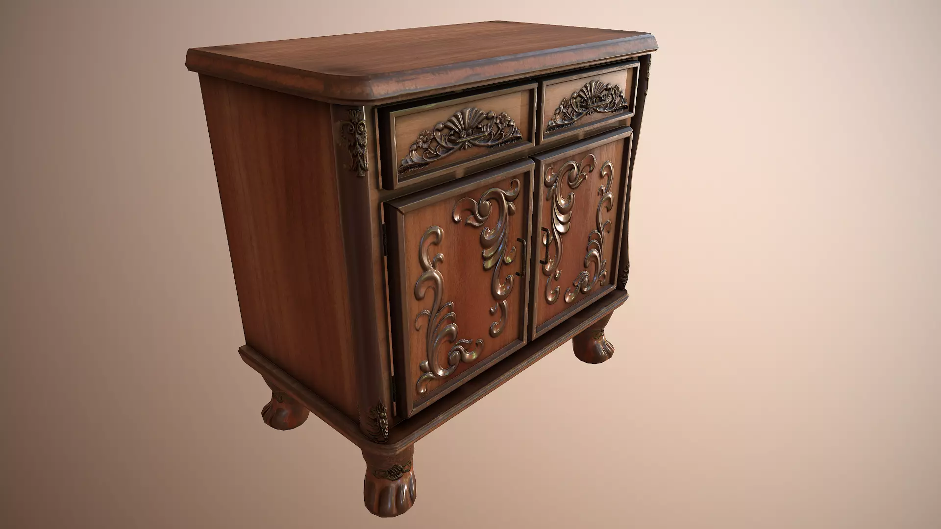 Luxurious Little Classical Cabinet Low-poly 3D model_0