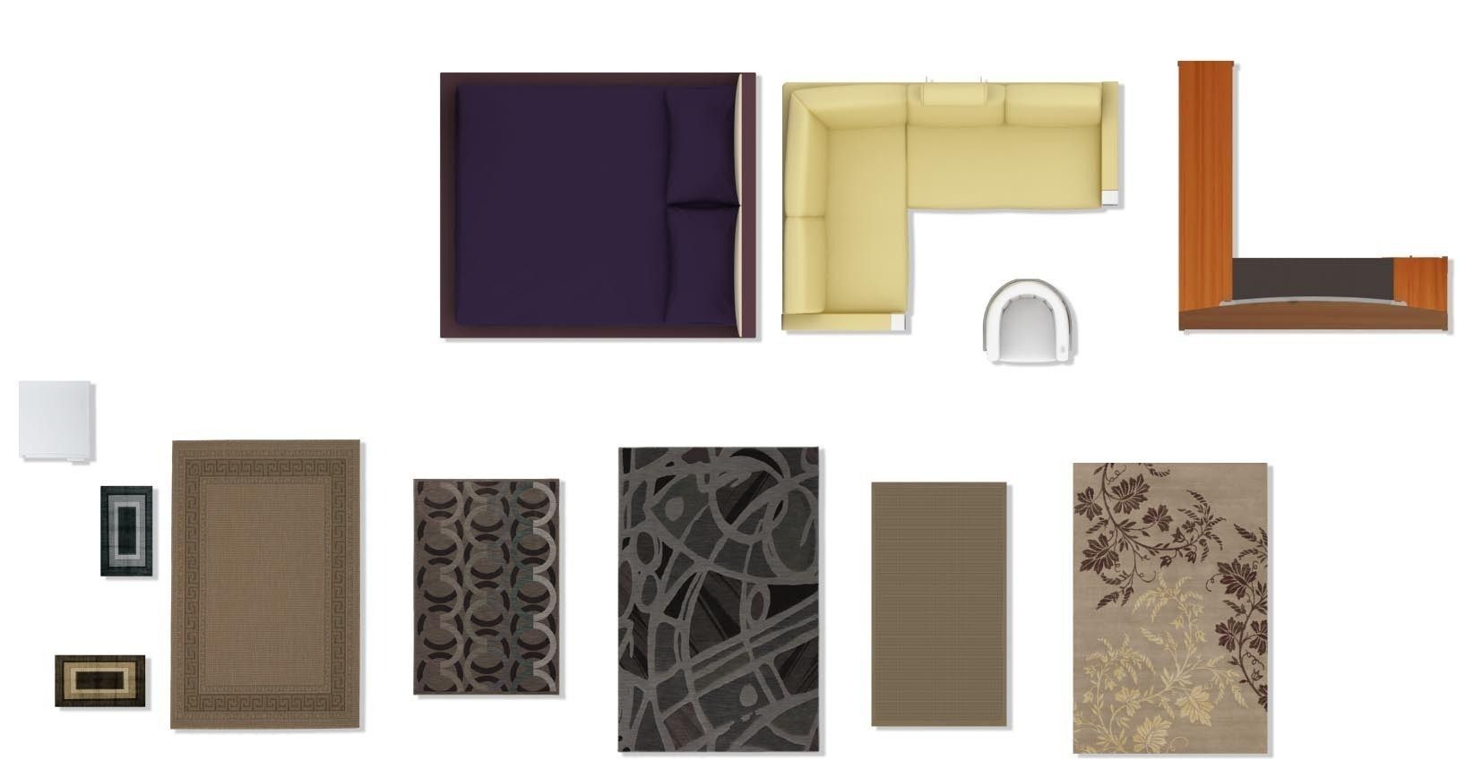 PSD 2d floorplan furniture 3D model_3