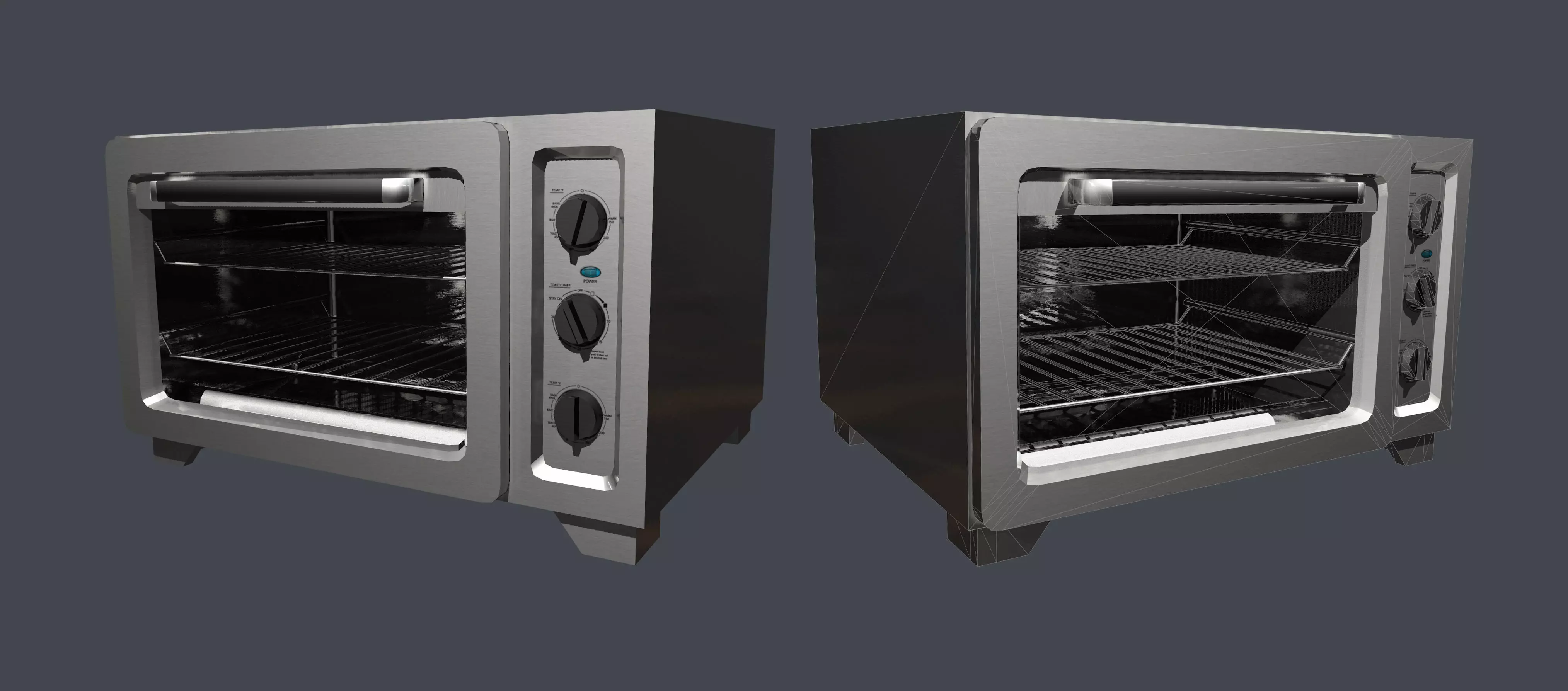 Toaster Oven Kitchenware Low Poly Game Ready Low-poly 3D model