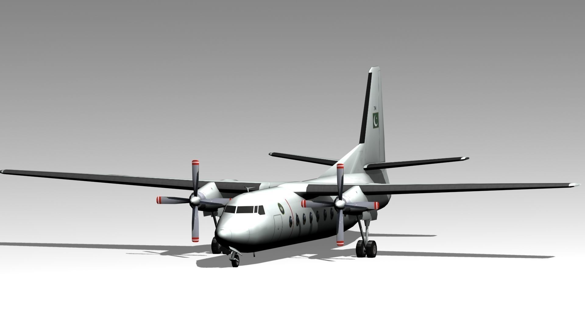 Fokker F27 Low Poly Low-poly 3D model_3
