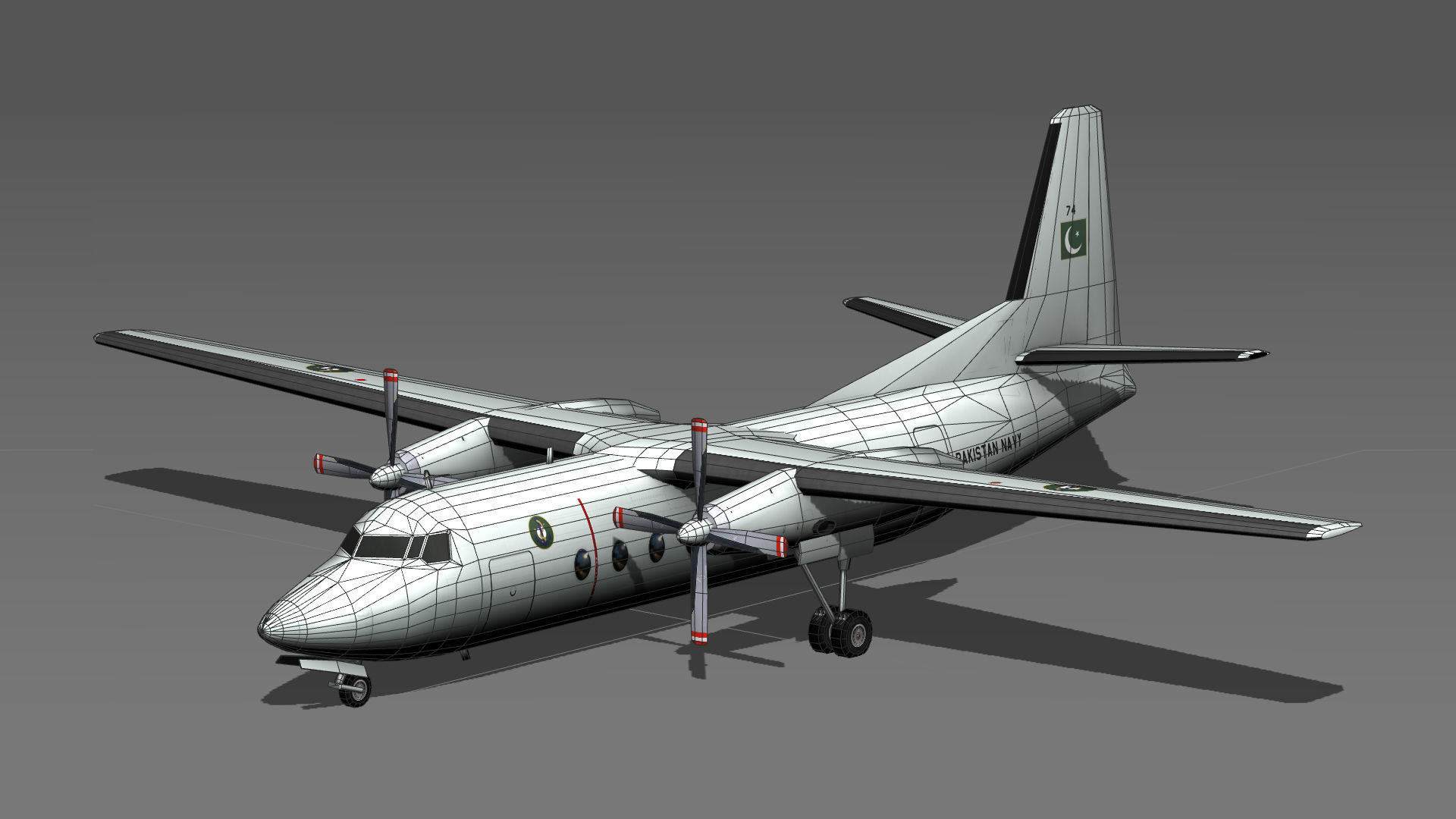 Fokker F27 Low Poly Low-poly 3D model_4