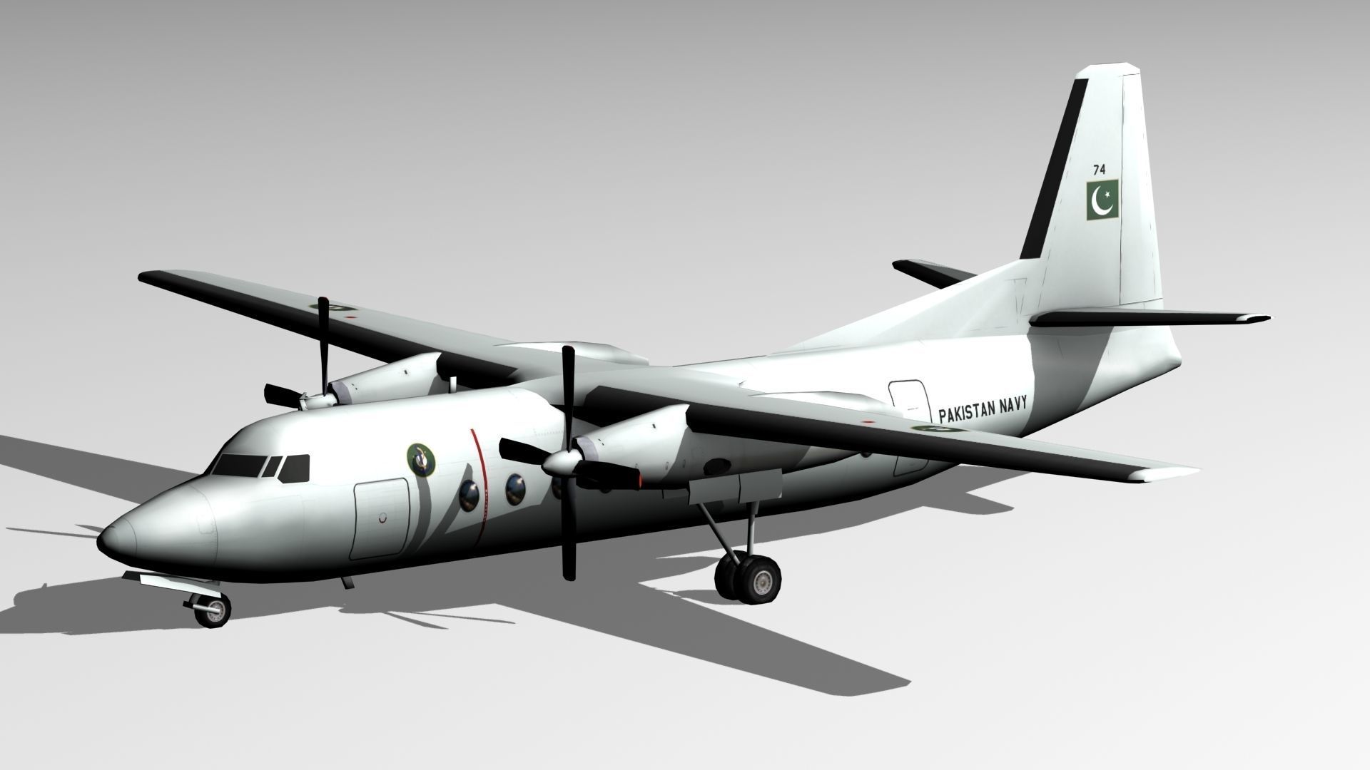 Fokker F27 Low Poly Low-poly 3D model_1