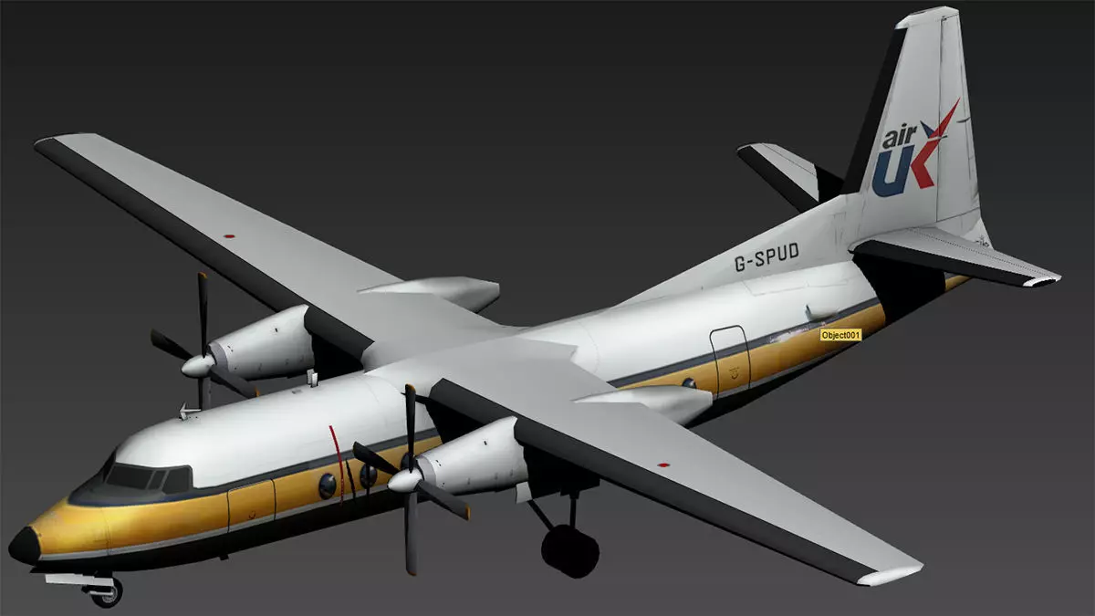 Fokker F27 Low Poly Low-poly 3D model_0