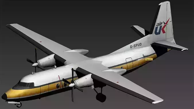 Fokker F27 Low Poly
