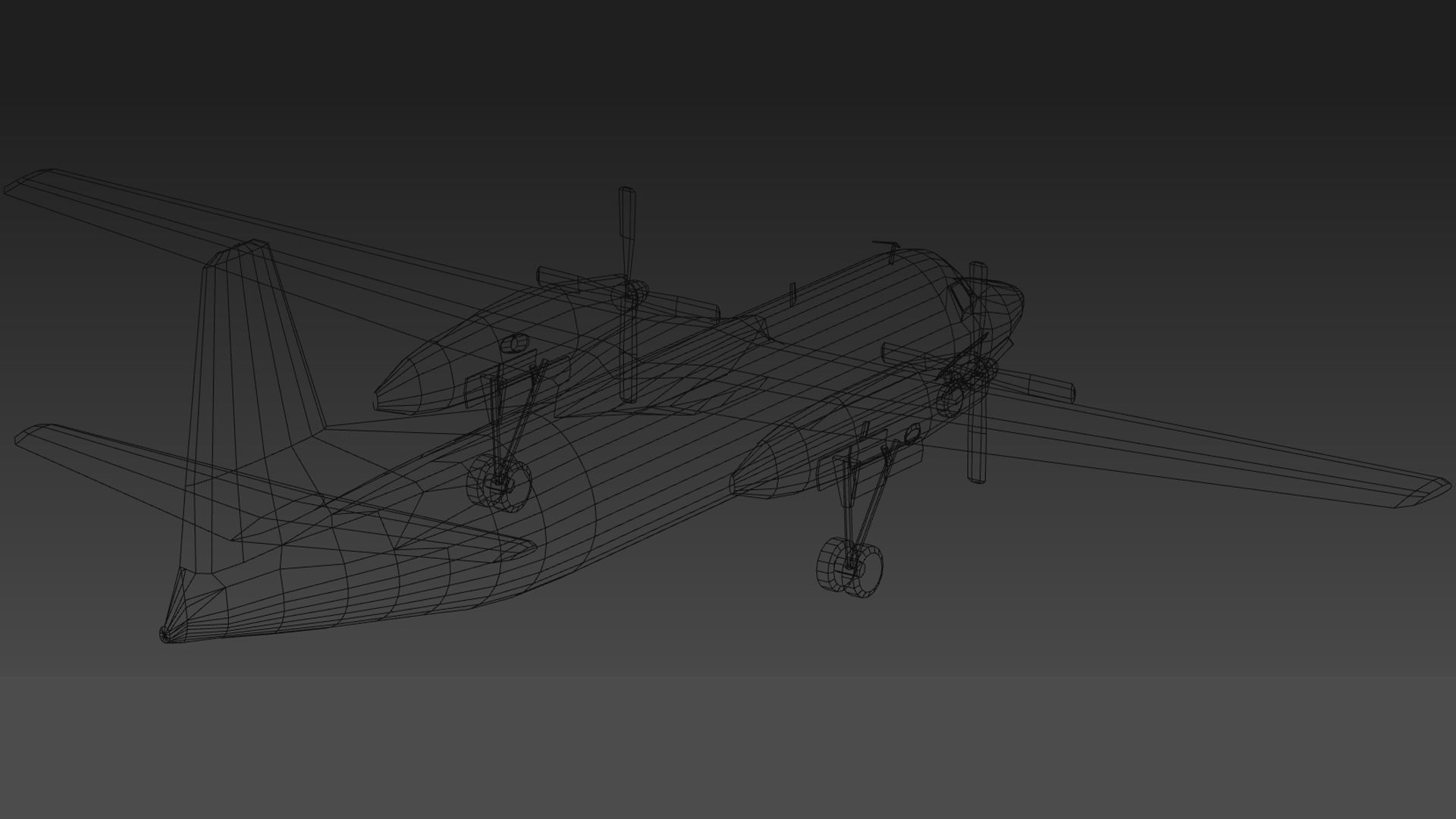 Fokker F27 Low Poly Low-poly 3D model_5
