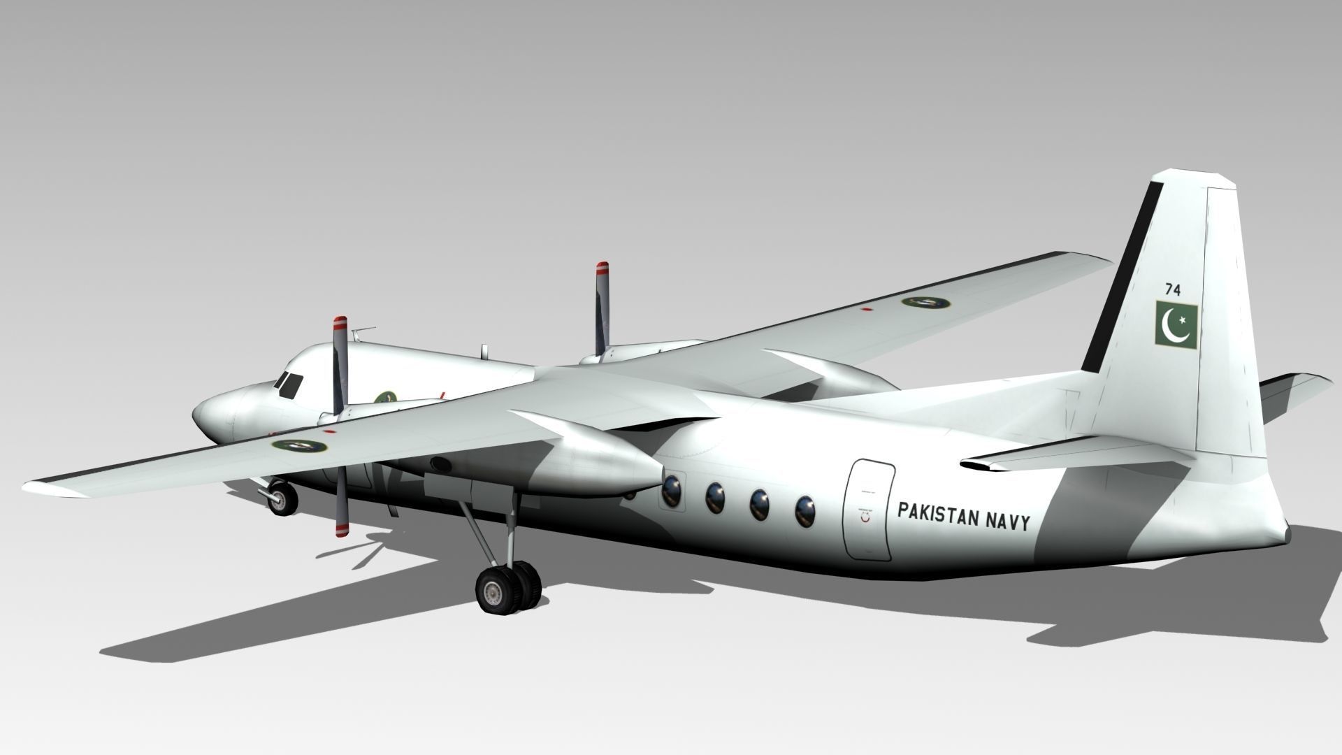 Fokker F27 Low Poly Low-poly 3D model_2