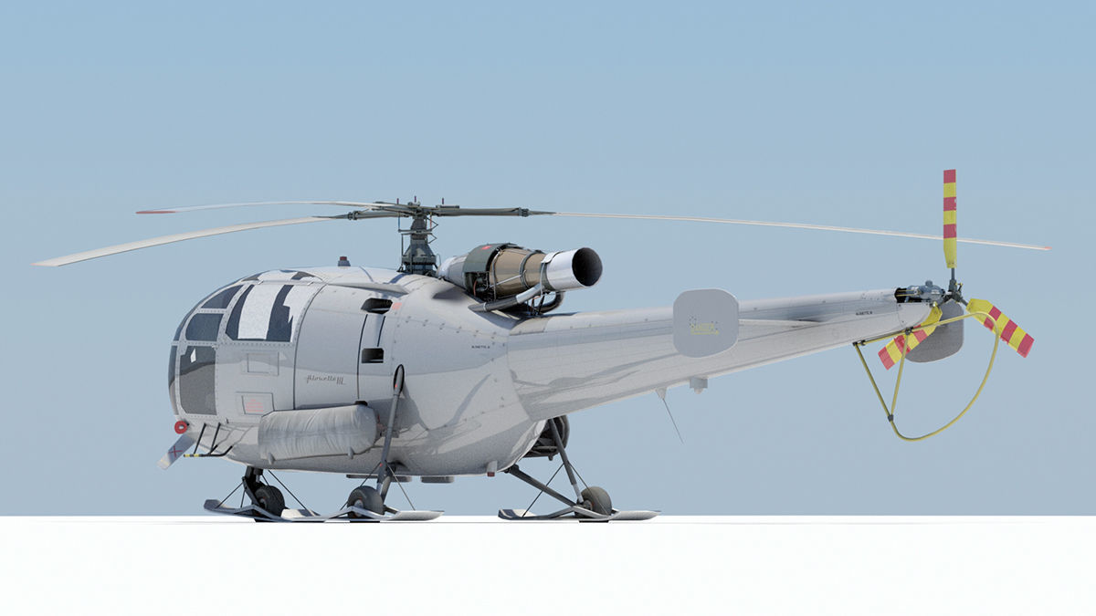 Alouette III Helicopter 3D model_7