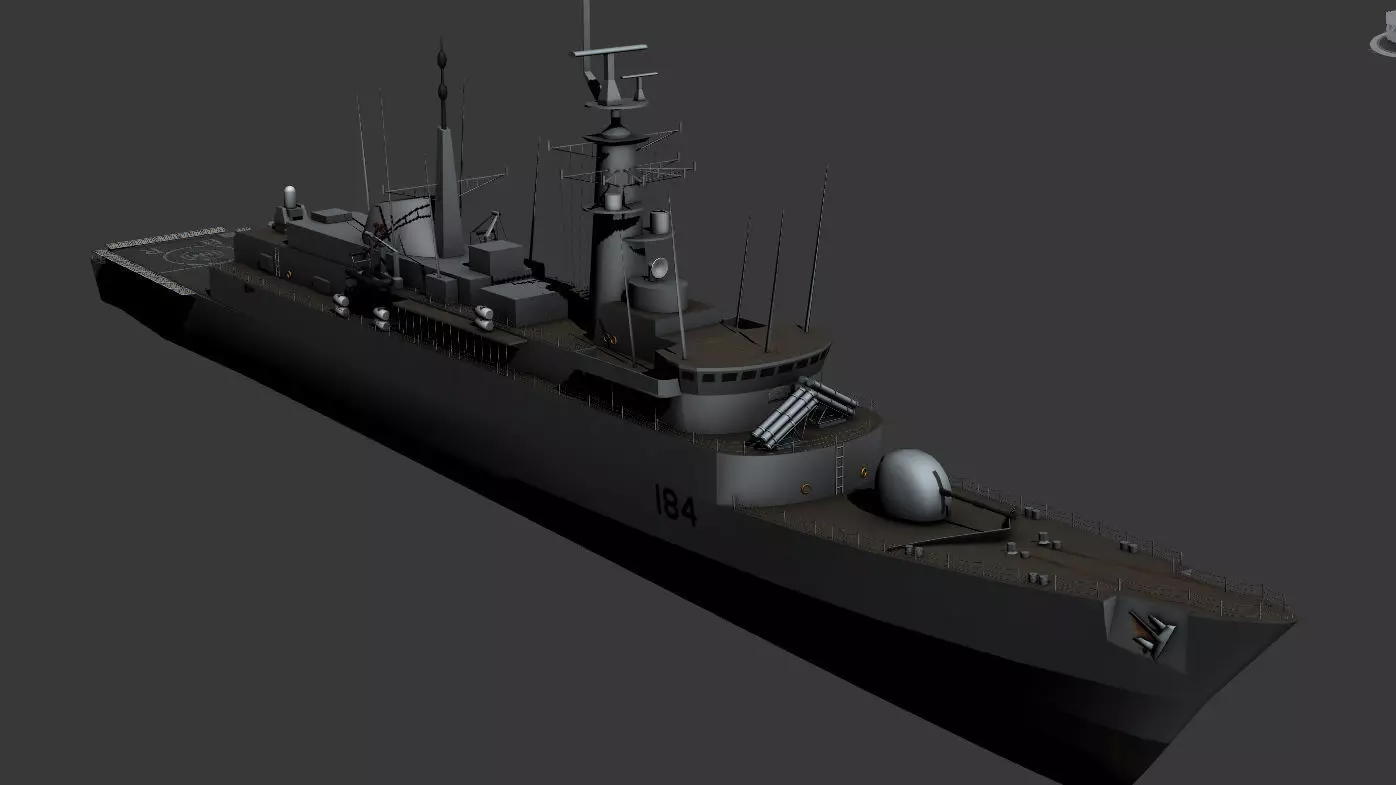 Amazon Class Destroyer Type-21 Low-poly 3D model_0