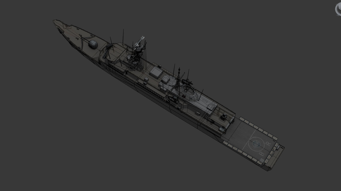 Amazon Class Destroyer Type-21 Low-poly 3D model_3