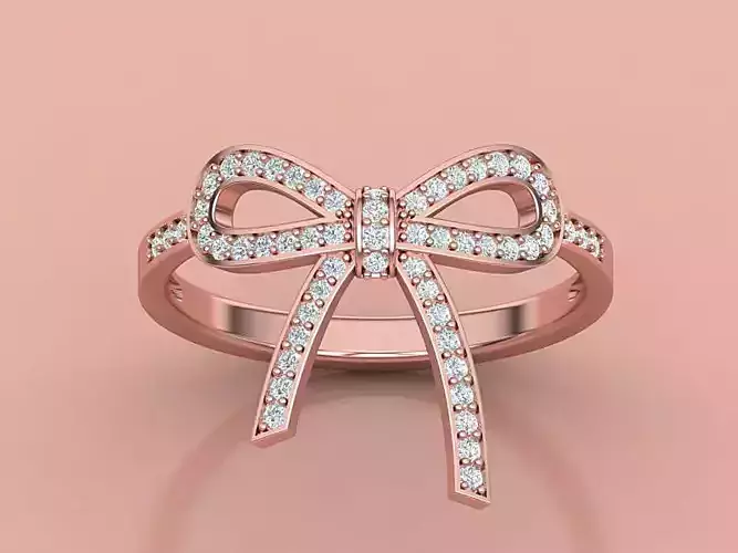 Bow Knot Diamond Ring printable 3dmodel 3D print model