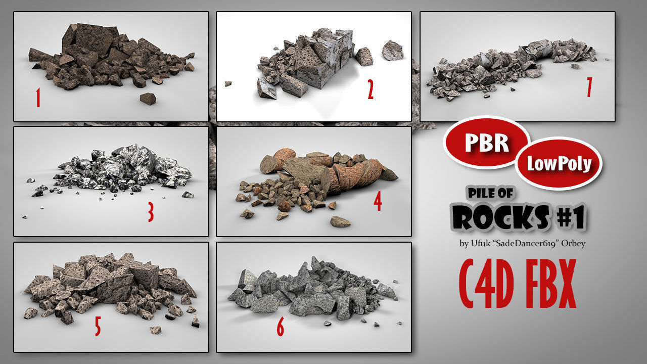 Rock Piles 1 Low-poly 3D model_1