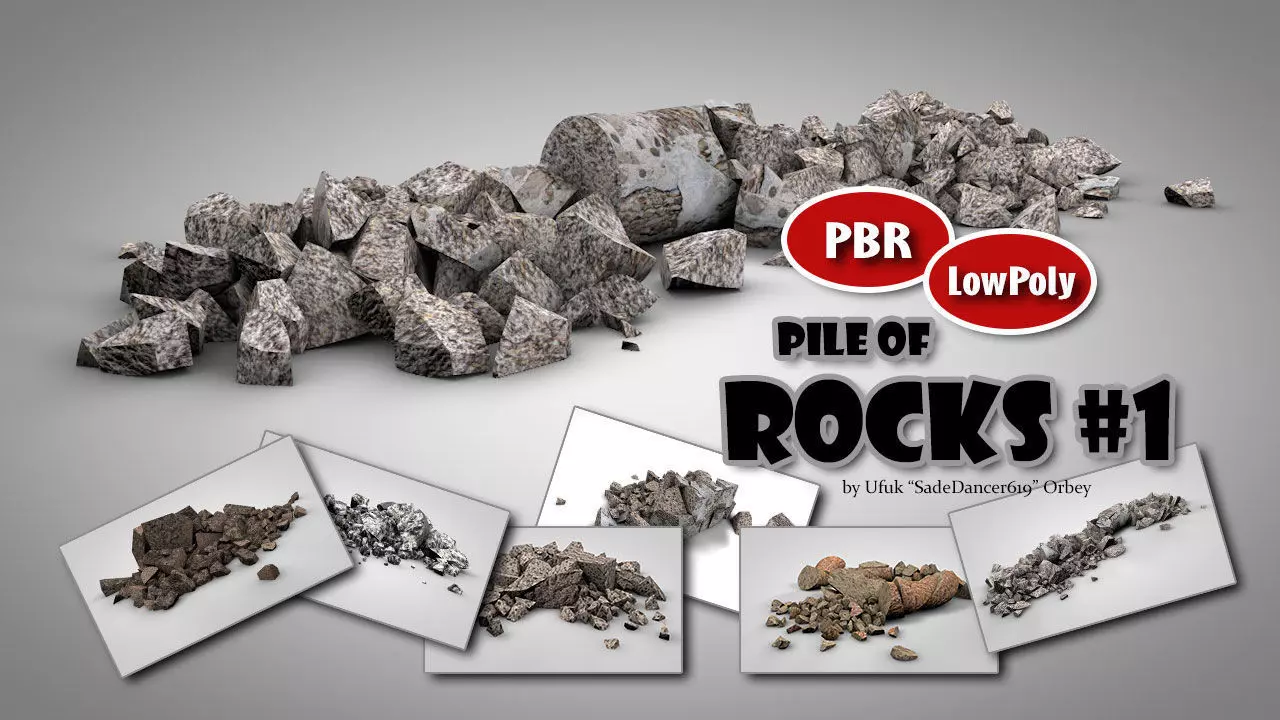 Rock Piles 1 Low-poly 3D model_0