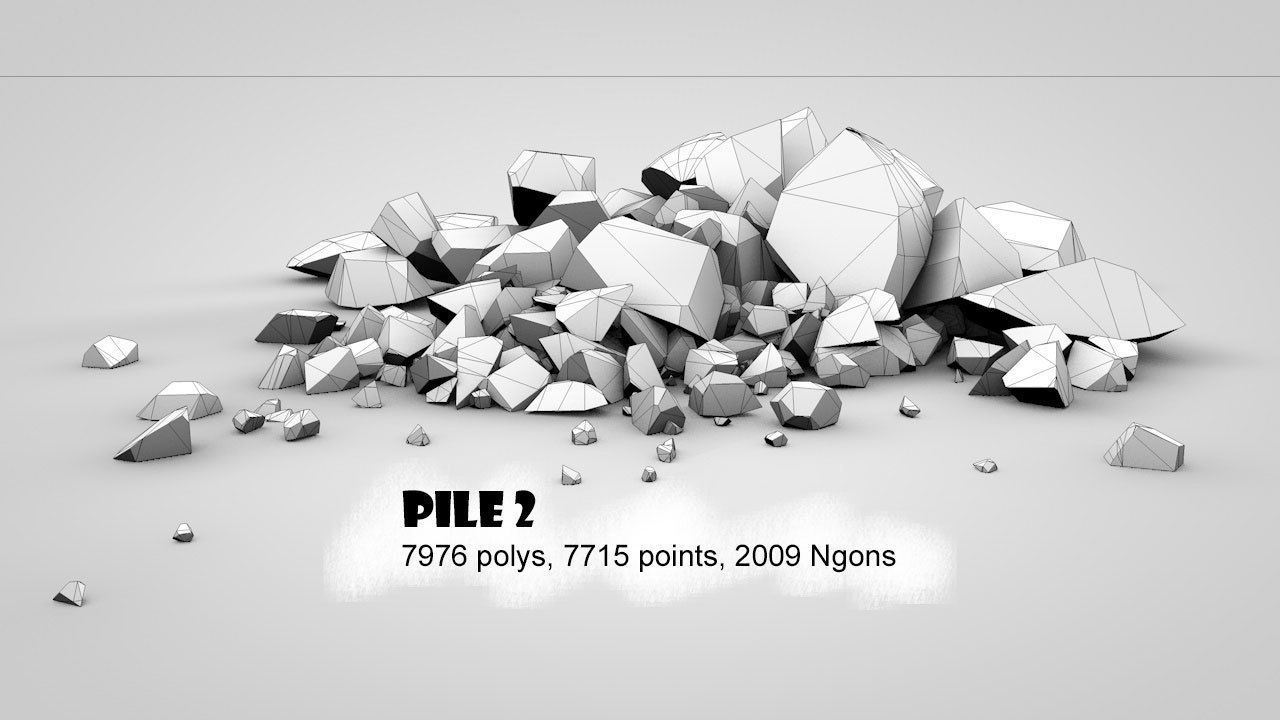 Rock Piles 1 Low-poly 3D model_5