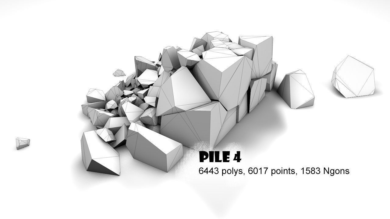 Rock Piles 1 Low-poly 3D model_9