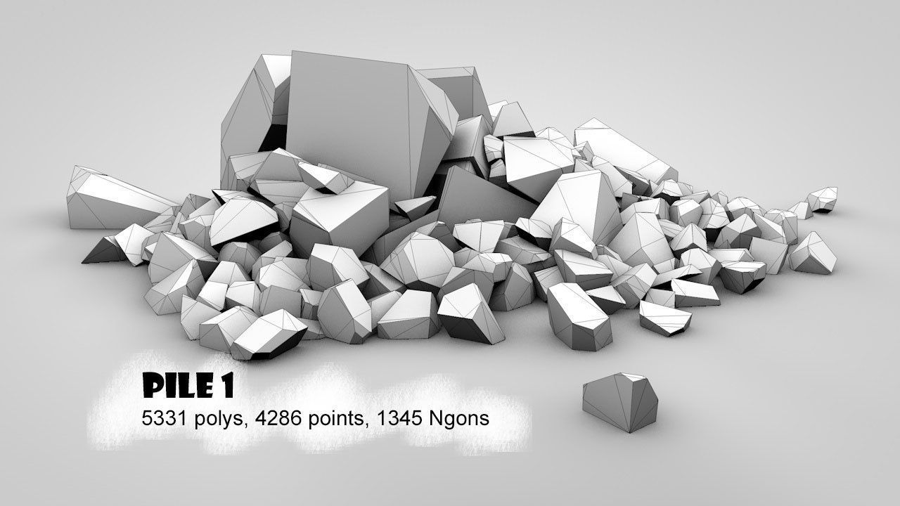 Rock Piles 1 Low-poly 3D model_3
