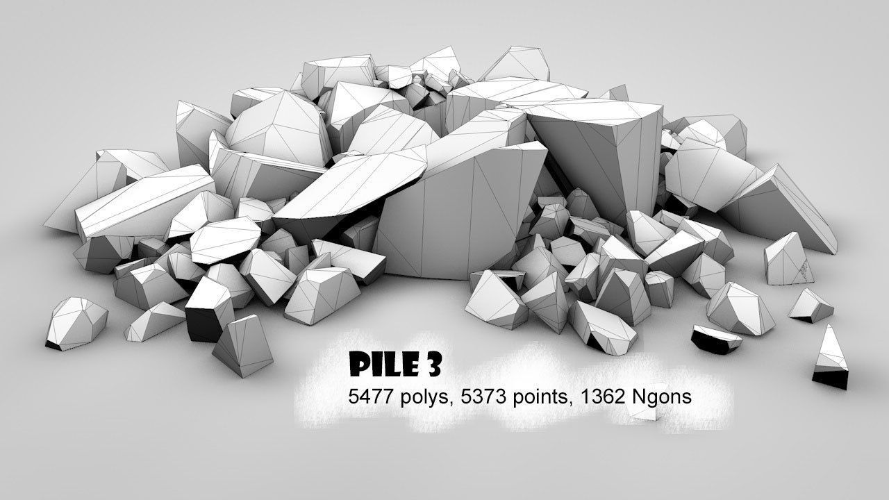 Rock Piles 1 Low-poly 3D model_7