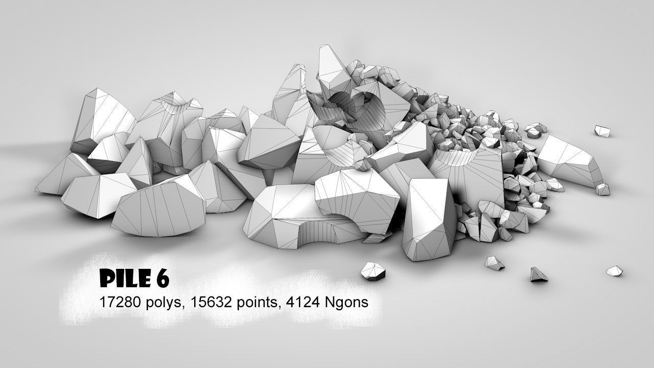 Rock Piles 1 Low-poly 3D model_13