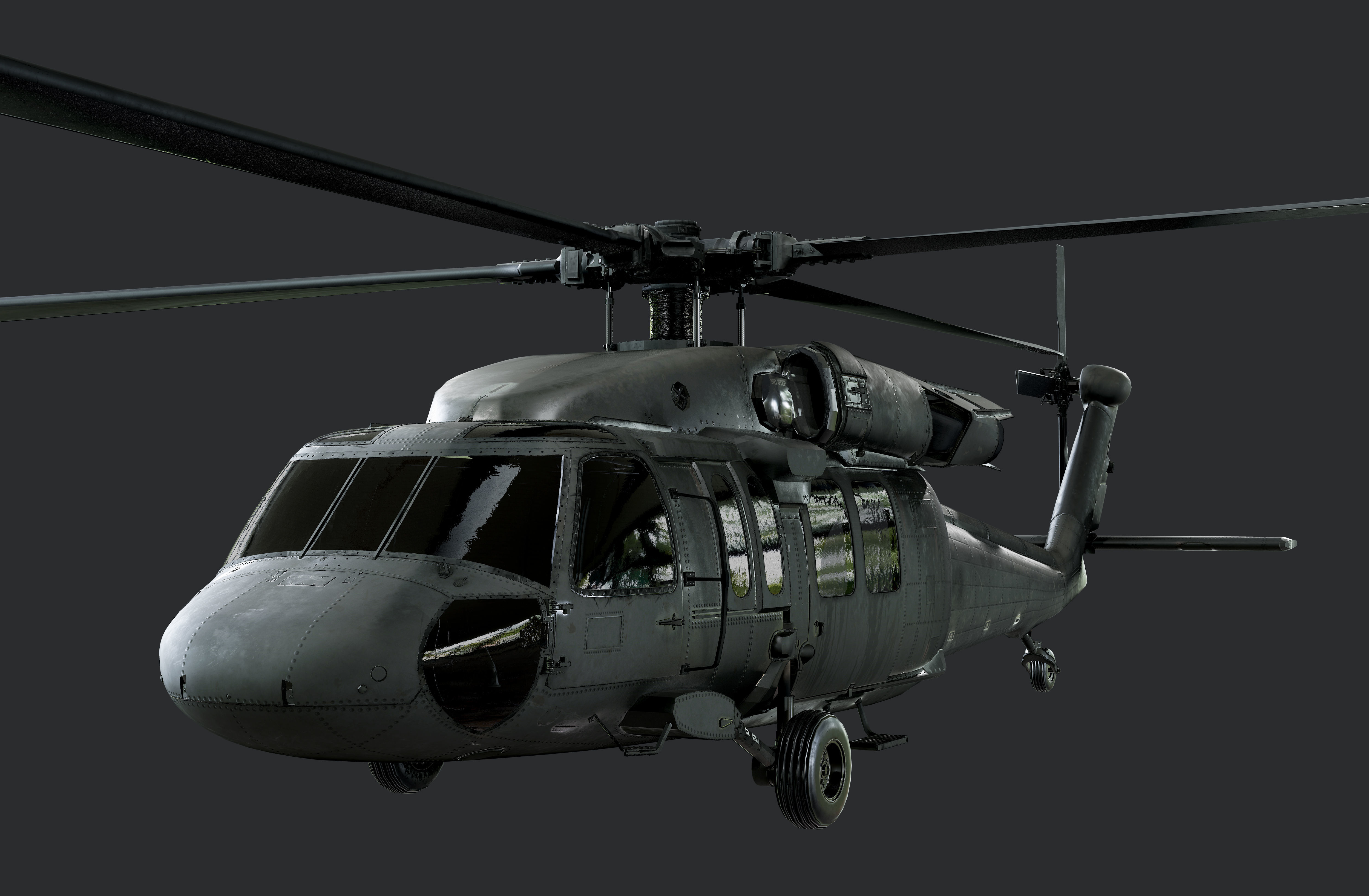 Sikorsky UH60 Black Hawk US Military Helicopter EXTERIOR ONLY 3D model_1