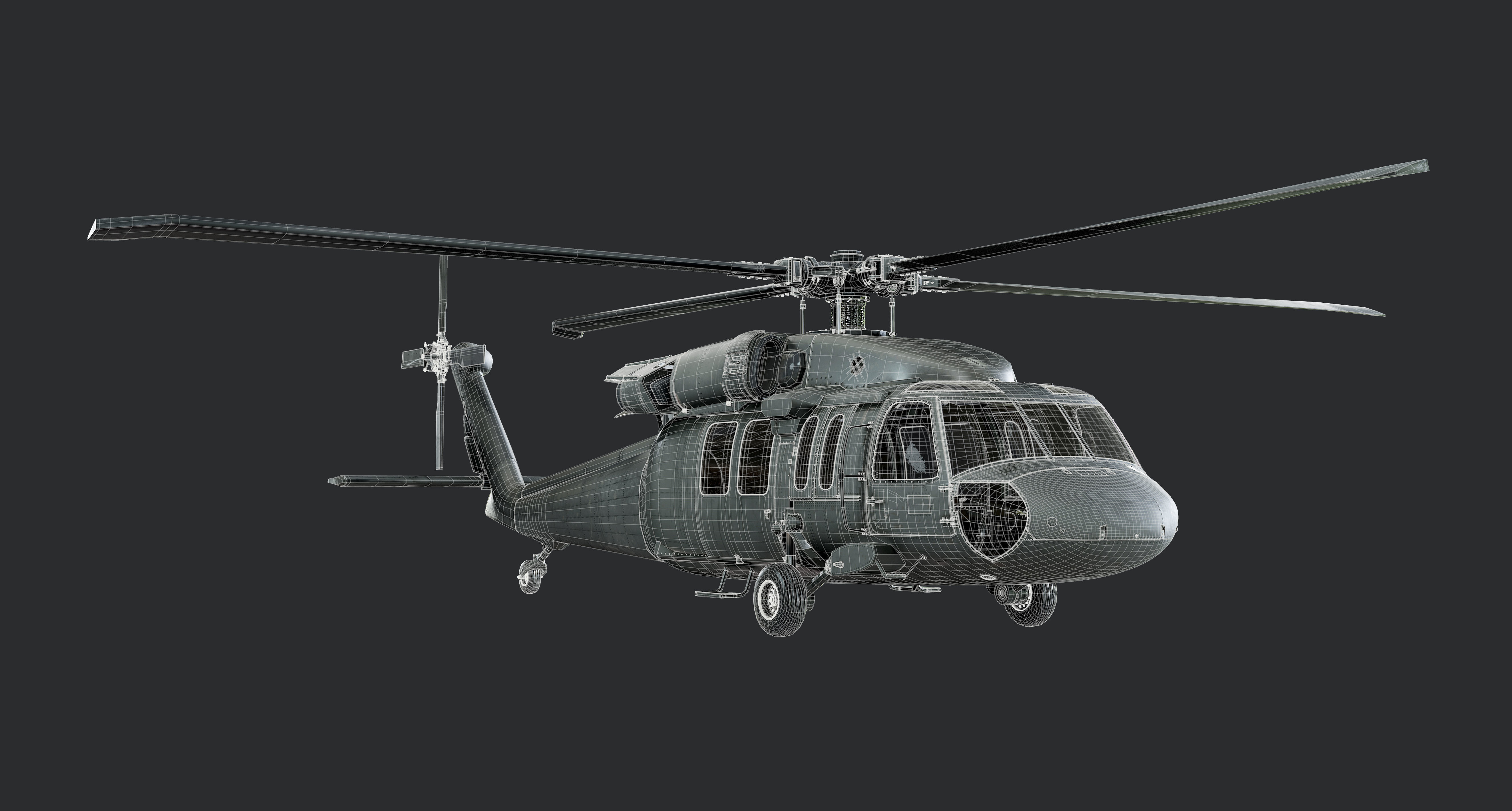 Sikorsky UH60 Black Hawk US Military Helicopter EXTERIOR ONLY 3D model_3