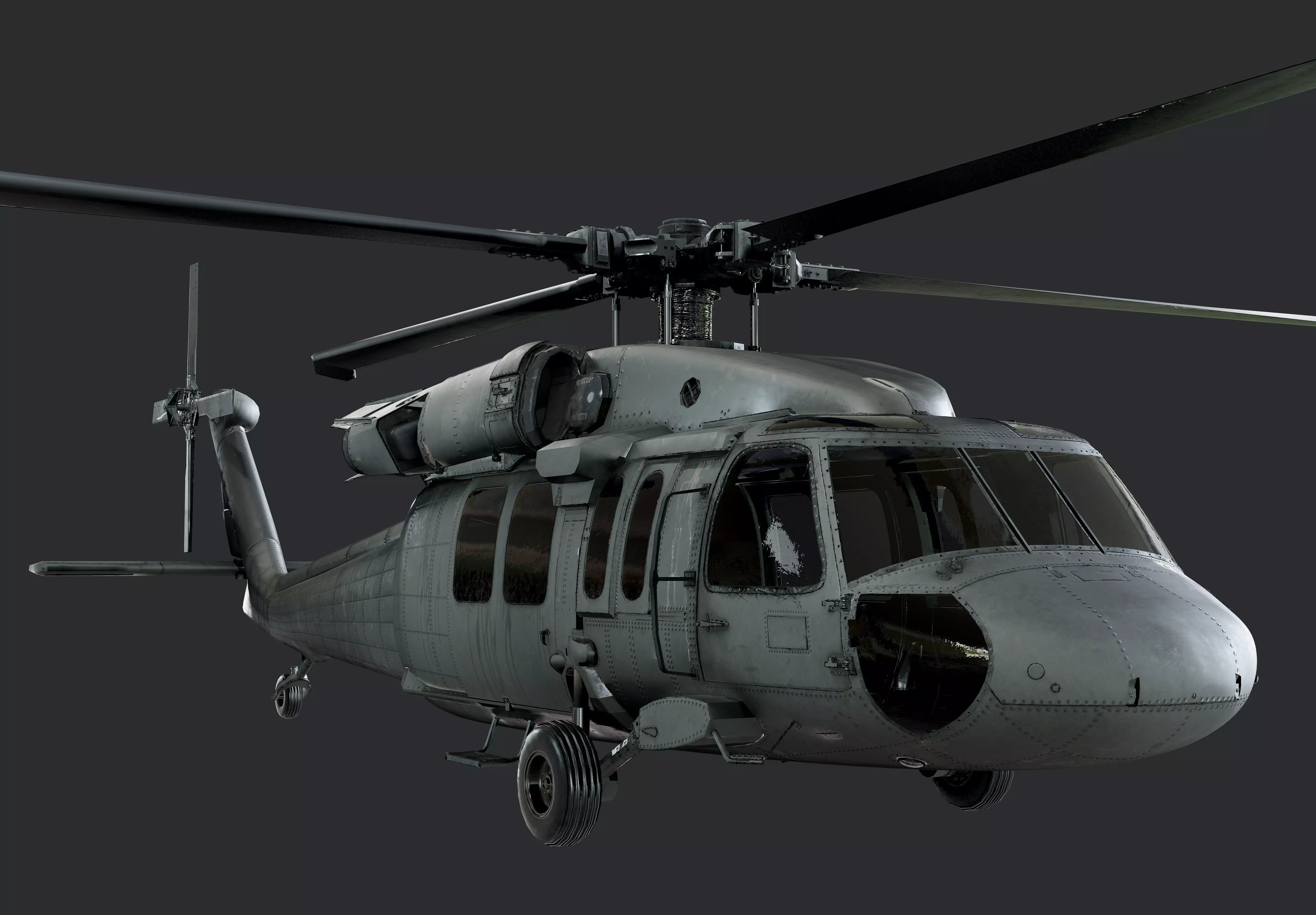 Sikorsky UH60 Black Hawk US Military Helicopter EXTERIOR ONLY 3D model_0