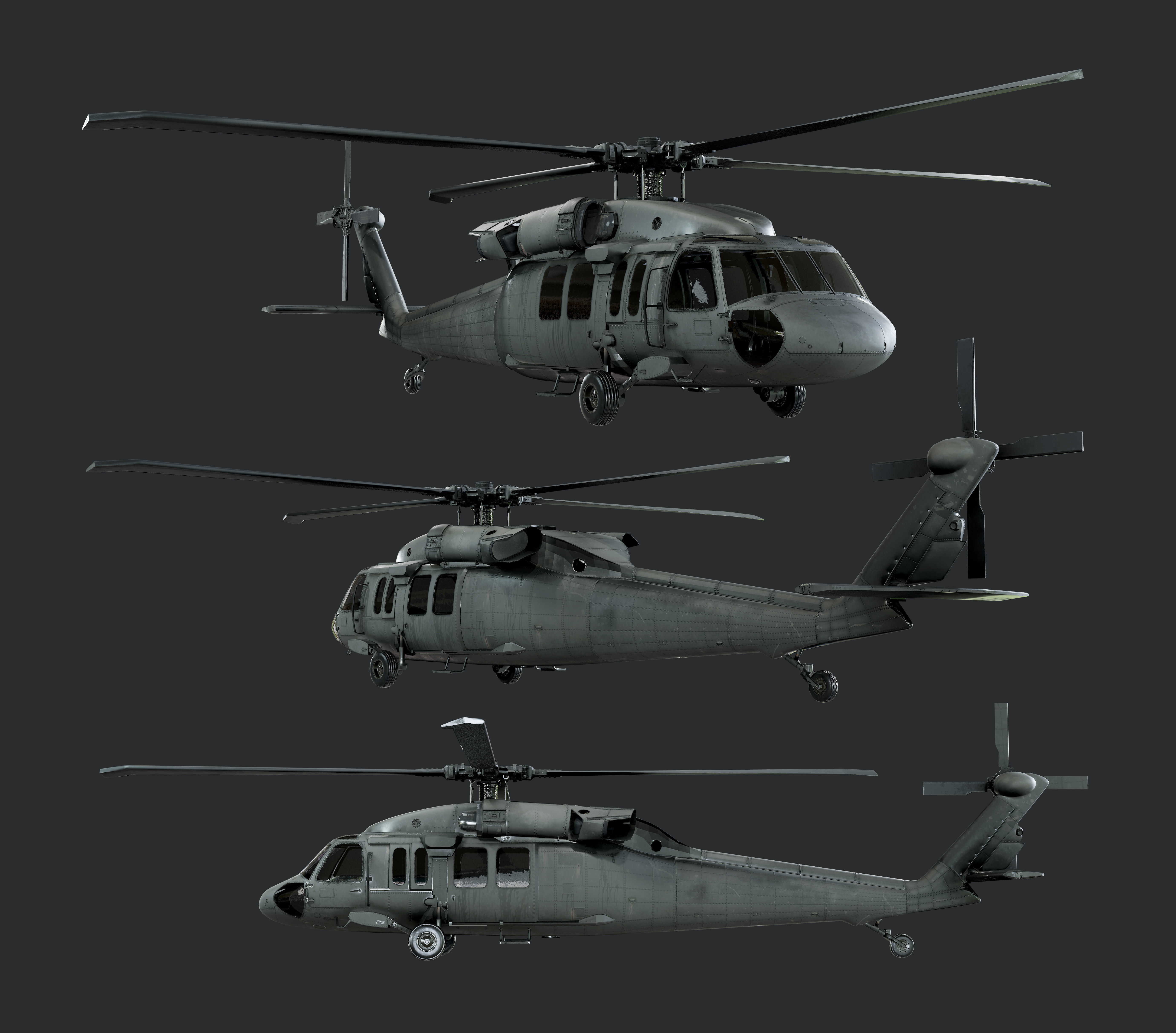 Sikorsky UH60 Black Hawk US Military Helicopter EXTERIOR ONLY 3D model_2
