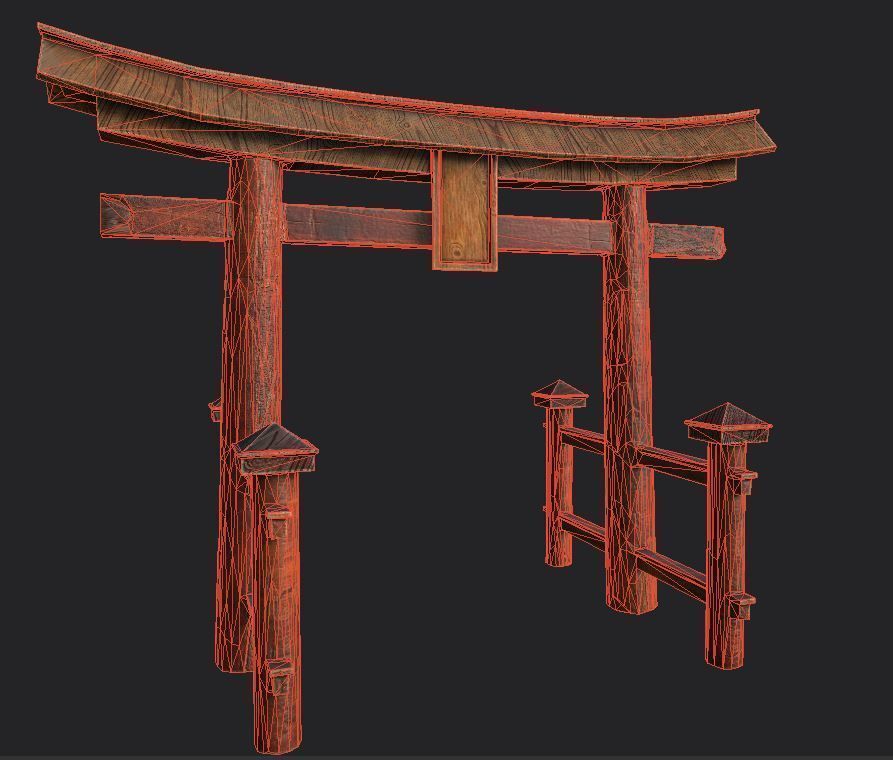 Japanese Torii Gate Low-poly 3D model Low-poly 3D model_10