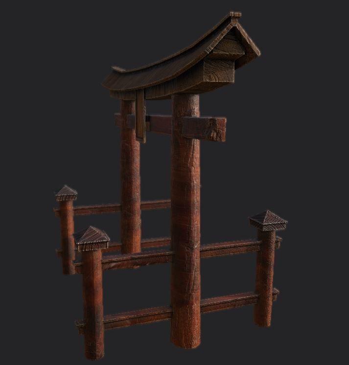 Japanese Torii Gate Low-poly 3D model Low-poly 3D model_3