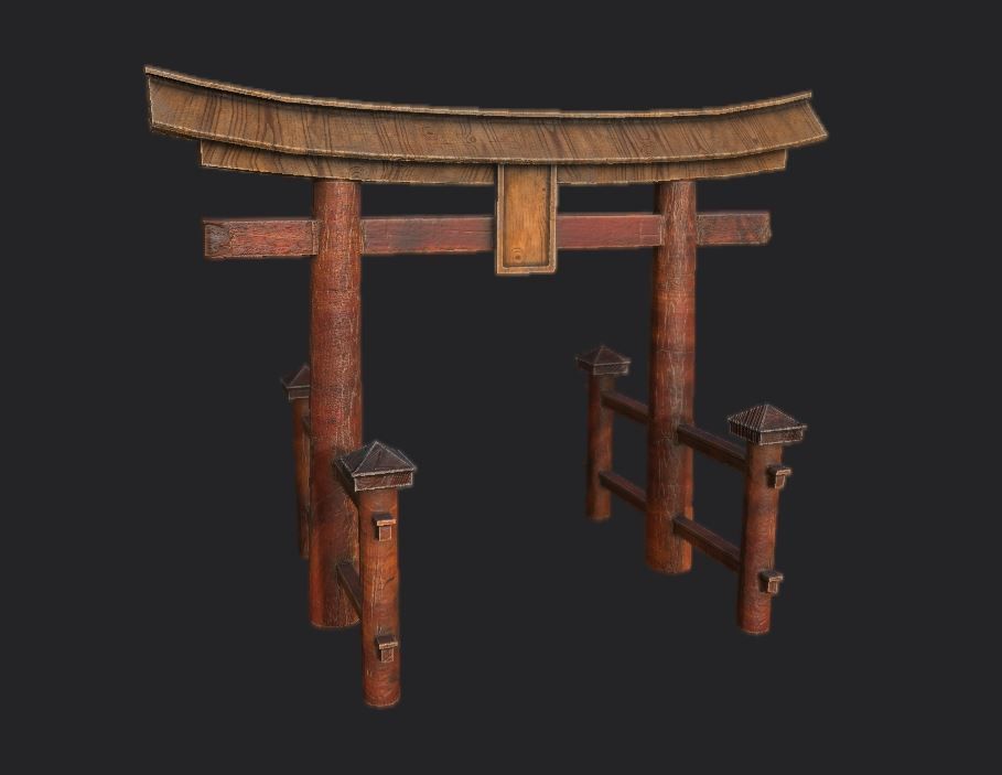 Japanese Torii Gate Low-poly 3D model Low-poly 3D model_1